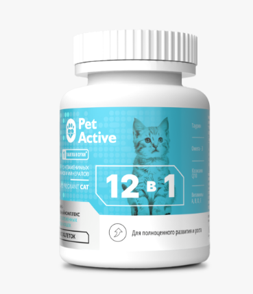 ЛАКОМСТВО PETACTIVE 12 В 1 ДЛЯ КОТЯТ, БЕРЕМЕННЫХ И КОРМЯЩИХ КОШЕК 50г