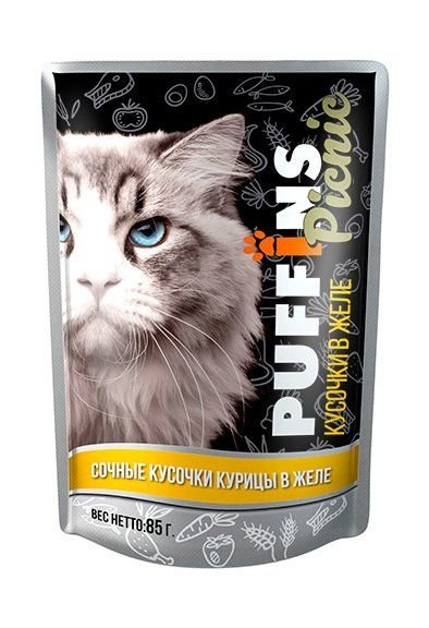 "PUFFINS" PICNIC ПАУЧ Д/КОШЕК 85г (КУРИЦА В ЖЕЛЕ) 9497
