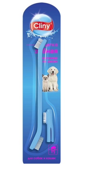 CLINY ЗУБНАЯ ЩЕТКА+МАССАЖЕР Д/ДЕСЕН д/кошек и собак