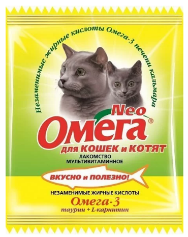 ЛАКОМСТВО МУЛЬТИВИТАМИННОЕ "ОМЕГА NEO" ДЛЯ КОТЯТ 60т (ТАУРИН+КАРНИТ)
