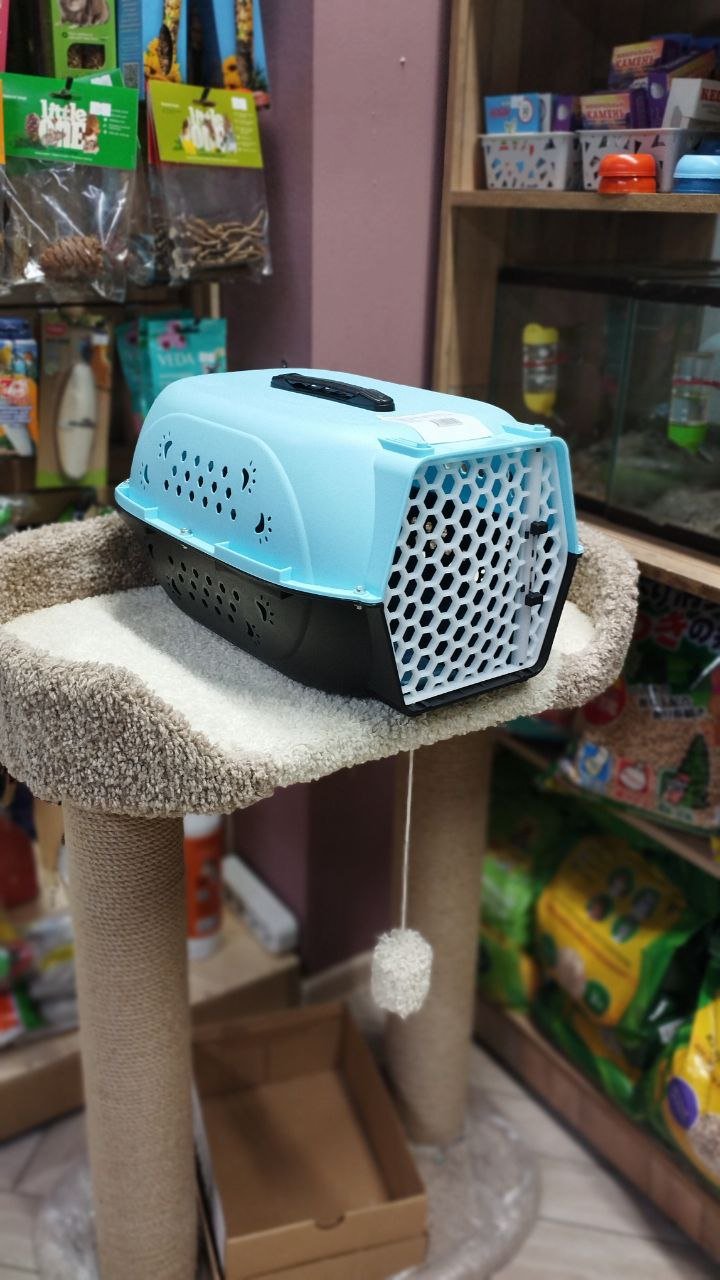 Авиа переноска для домашних животных "Чистый котик" 48*32*26 см голубой