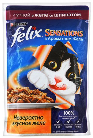 FELIX Sensations с уткой в желе со шпинатом 85г