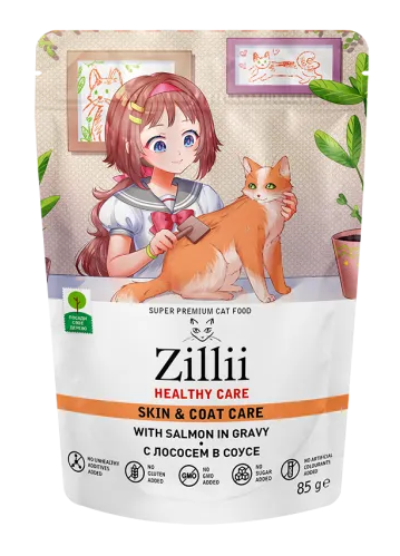 Зилли пауч д/кош Skin & Coat Лосось в соусе 85гр