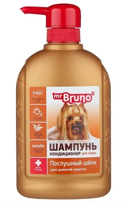 Mr.Bruno: шампунь № 2 "Послушный шелк" д/длинной шерсти собак, 350мл