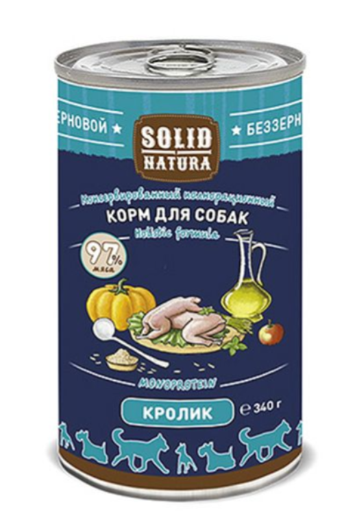 Solid Natura Holistic Кролик влажный корм для собак жестяная банка 0,34 кг
