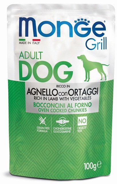 Monge Dog Grill Pouch паучи для собак ягненок с овощами 100г