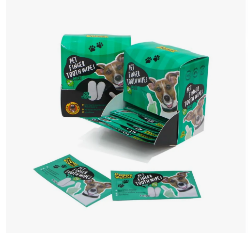 Салфетки для чистки зубов домашних животных, вкус "Мята" (50шт.)