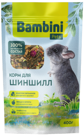 Корм Bambini Pets для шиншилл, 400 г