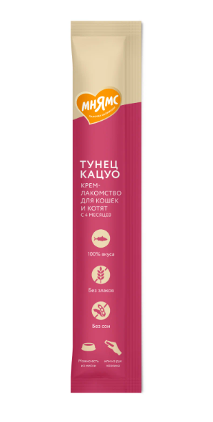 Мнямс Крем-лакомство для кошек с тунцом Кацуо 15 г