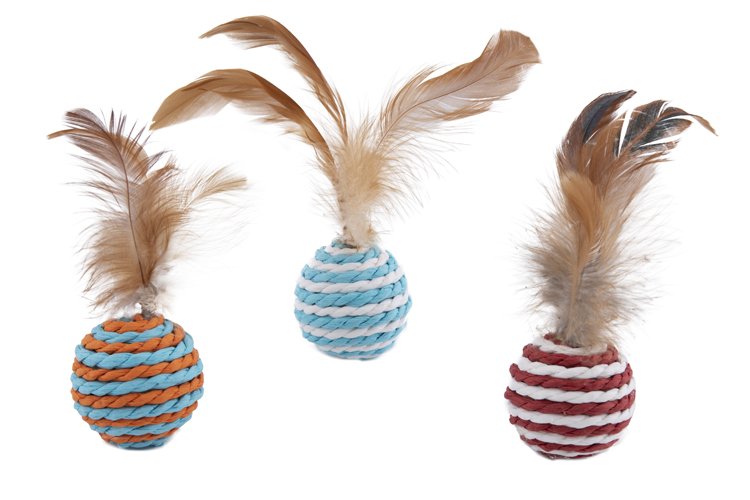 Игрушка NUNBELL д/кошек Мячики сизалевый с пером10922-8475