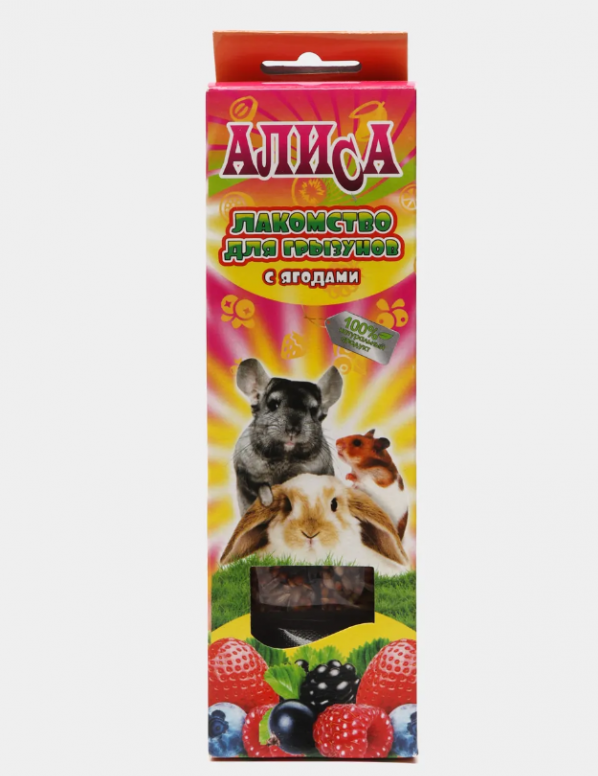 Палочки-лакомство ПТИЦЫ "Алиса" с ягодами 2*35гр