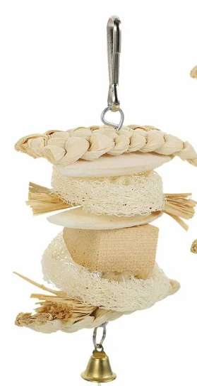 Игрушка WOGY д/птиц 30х6см из люфы и ротанга, составная арт.2025-0524 Код275664