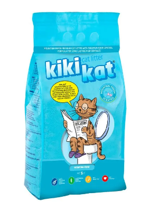 Бент. наполнитель д/кош.туал.KikiKat супер-белый комкующийся с ароматом Горная свежесть 5л