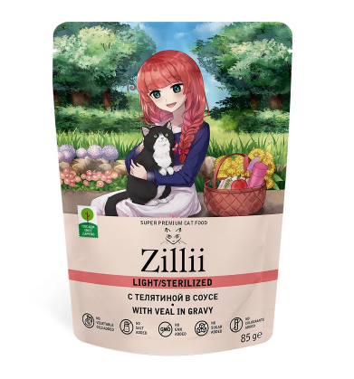 Зилли пауч д/стерил.кош телятина в соусе 85гр