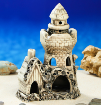 Декорации для аквариума "Башня с домиком" микс