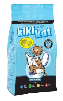 Бент. наполнитель д/кош.туал.KikiKat супер-белый комкующийся Активированный уголь 10л