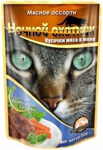 "НОЧНОЙ ОХОТНИК" ЖЕЛЕ Д/КОШЕК 100гр (МЯС-АССОР) 199