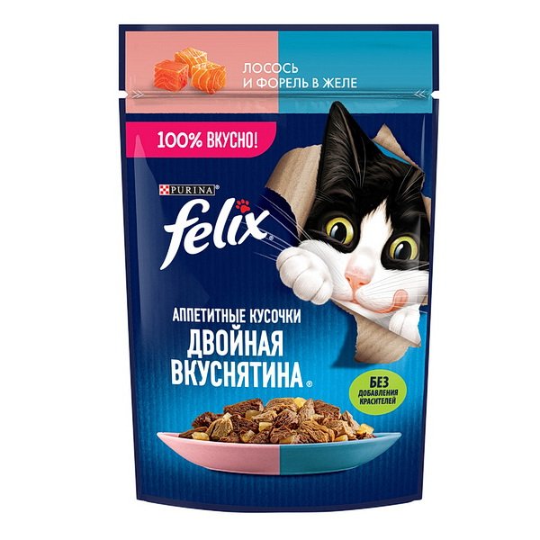 FELIX ДвойнВкус д/К (пак.) Лосось&Форель (ж) 75г