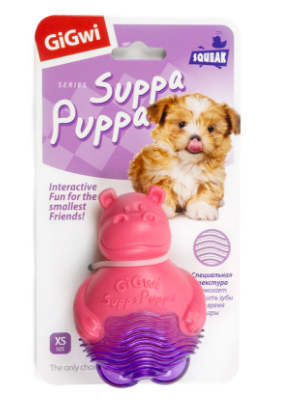 75425 Игрушка для маленьких собак Бегемотик с пищалкой 9 см