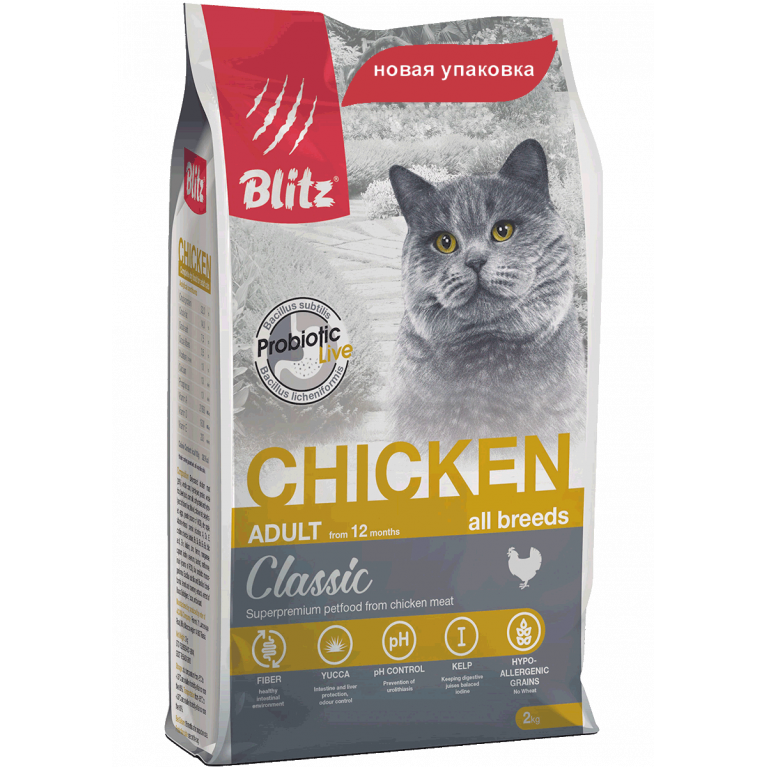 BLITZ ADULT CATS CHICKEN/сухой корм для взрослых  кошек с Курицей/0,4 кг