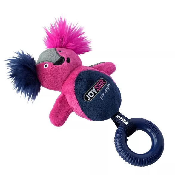 Игрушка для собак JOYSER Puppy Белка с резиновым кольцом и пищалкой S/M оранжевая 21см