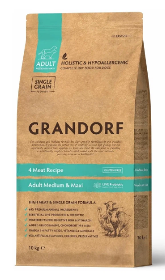 NEW GRANDORF DOG 4 Meat PRIBIOTIC MINI (4 мяса с прибиотиками для мини пород) 3кг