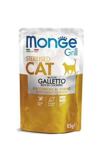 Monge Cat Grill Pouch паучи для стерилизованных кошек итальянская курица 85г