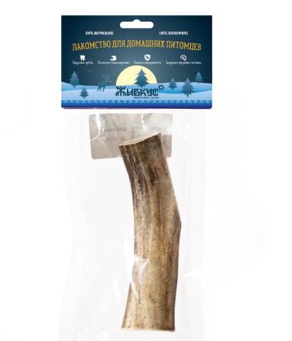 "ЖИВКУС" Лакомство из сухого рога северного оленя, размер Т