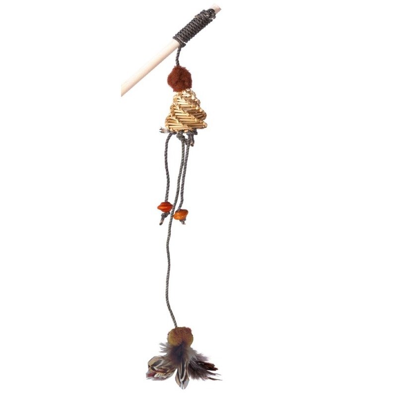 97016 Дразнилка для кошки на деревянной палке(с погремушкой)