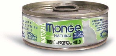 Monge Cat Natural консервы для кошек тихоокеанский тунец с курицей 80г