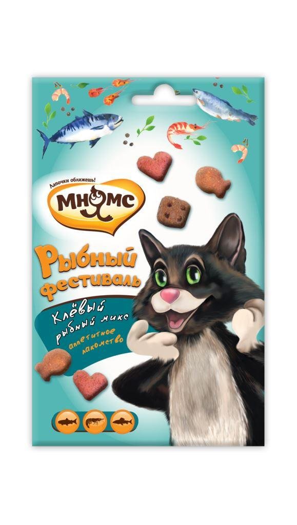 Мнямс паучи для взрослых кошек Рыбный фестиваль (лосось, креветки, форель) 100 г