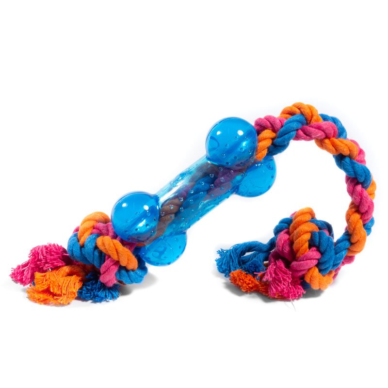 Игрушка для собак Косточка на веревке резиновая малая 13см, серия CATCH & FETCH, GiGwi