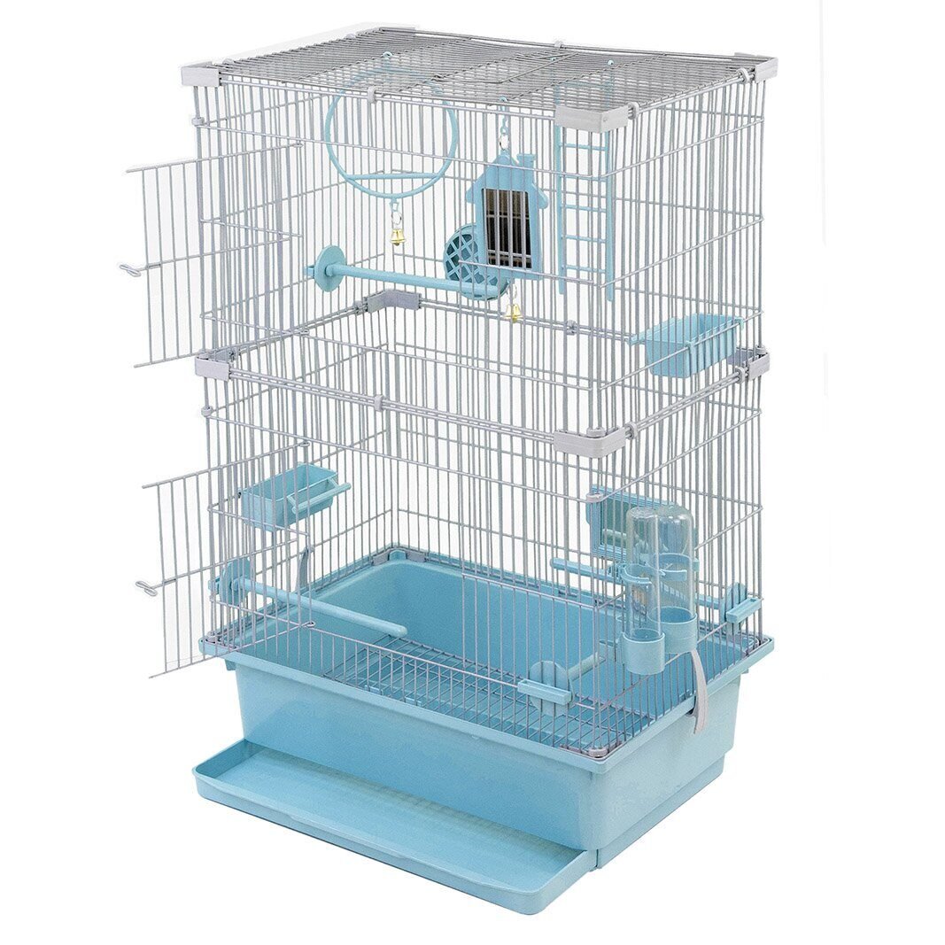 ECO Клетка д/птиц ТУТТИ-2 разборн., шаг прута до 11мм, 42*30*h62,7см (укомплект.) бирюзовая