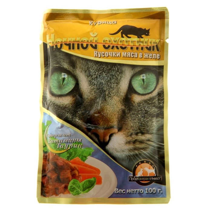 "НОЧНОЙ ОХОТНИК" ЖЕЛЕ Д/КОШЕК 100гр (КУРА) 00000199