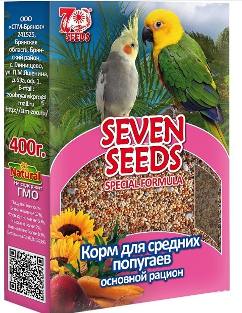 Корм Seven Seeds для средних попугаев основной рацион 400 г.