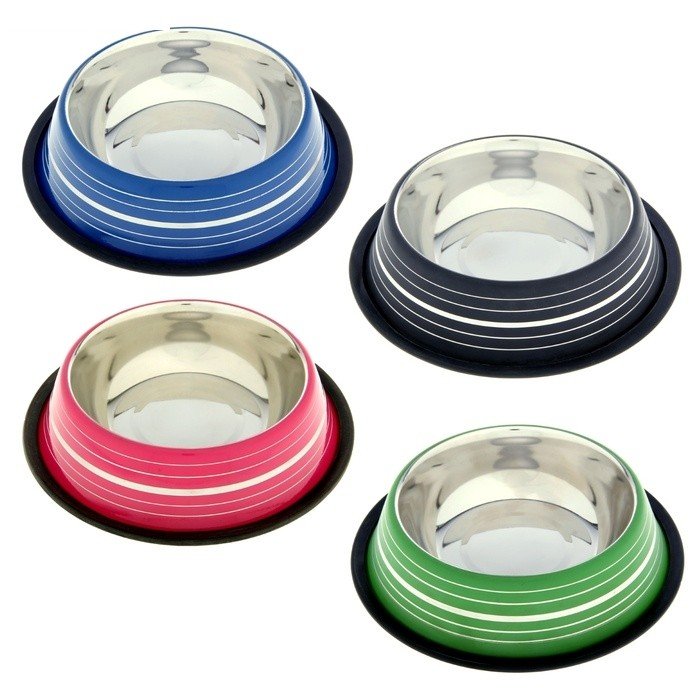 Миска нескользящая цветная с полоской,VM-2510 (A)  240 мл