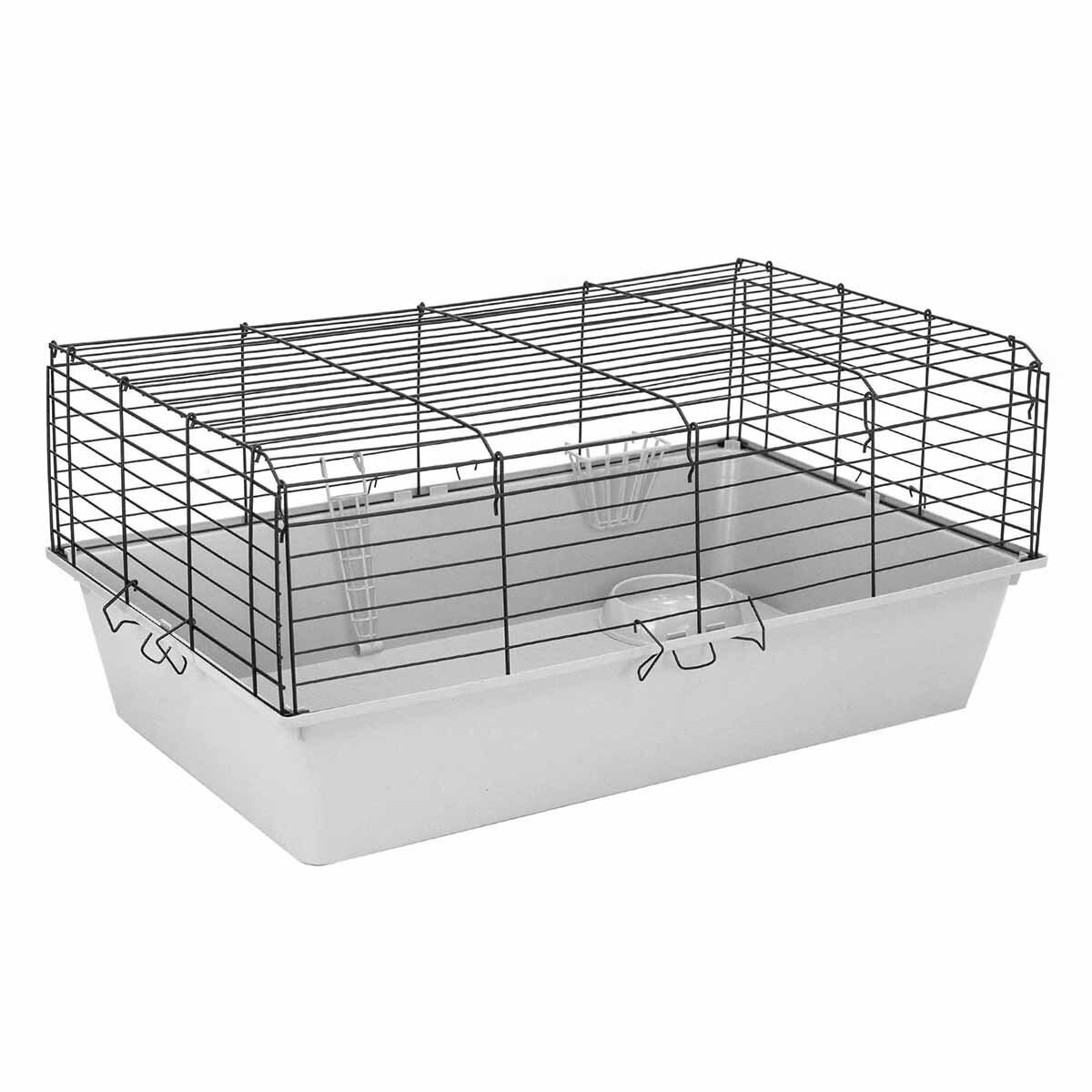 ECO Клетка РОДЖЕР №3 складная, шаг прута до 25мм, 78*48*h34см (+миска, 2 кормушки) сер-хром