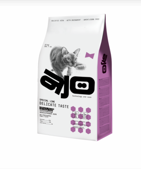 КОРМ AJO ДЛЯ ПРИВЕРЕДЛИВЫХ КОШЕК И КОТЯТ 1.5кг