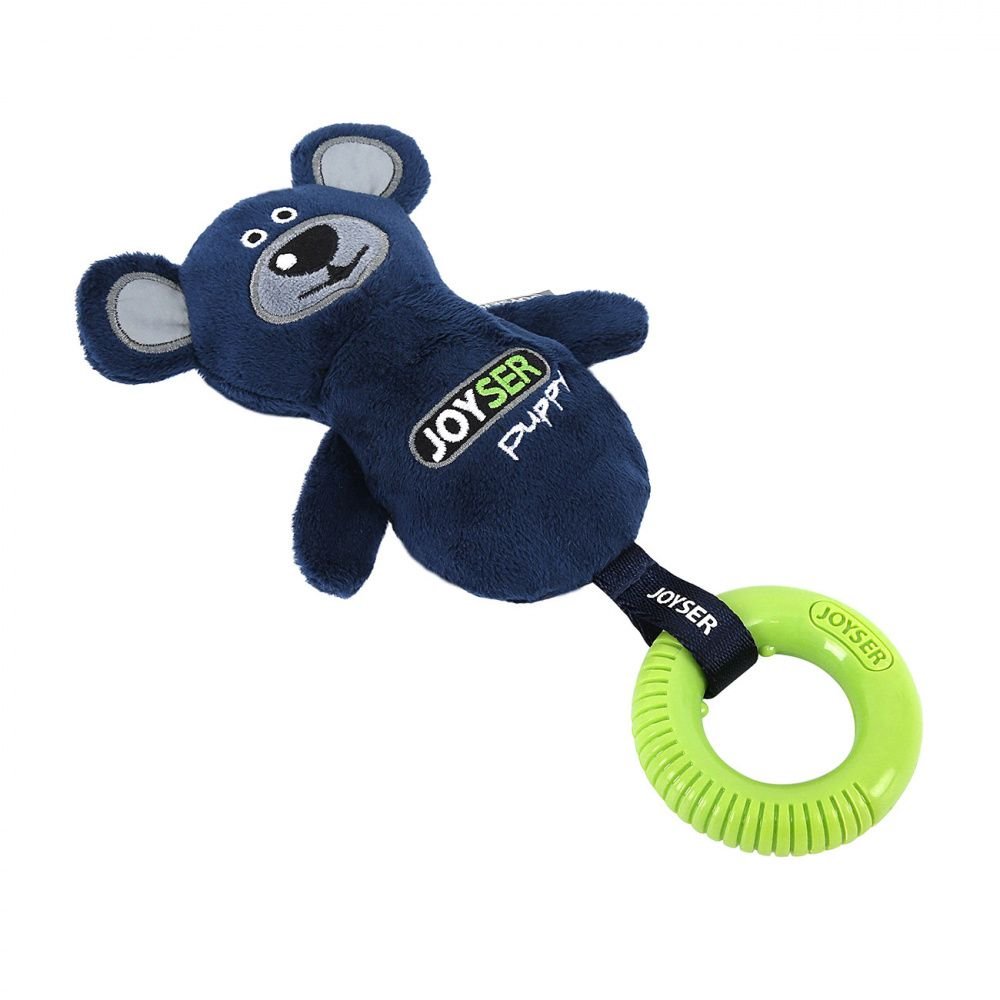 Игрушка для собак JOYSER Puppy Мишка с резиновым кольцом и пищалкой S/M синий 21 см