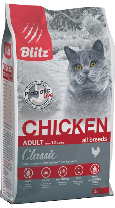 BLITZ ADULT CATS CHICKEN/сухой корм для взрослых  кошек с Курицей 2 кг