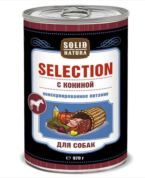 Solid Natura Selection Конина влажный корм для собак ж/б 0,97 кг.