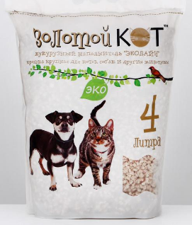 Кукурузный наполнитель Премиум "Золотой Кот" 4 л для кошек и собак