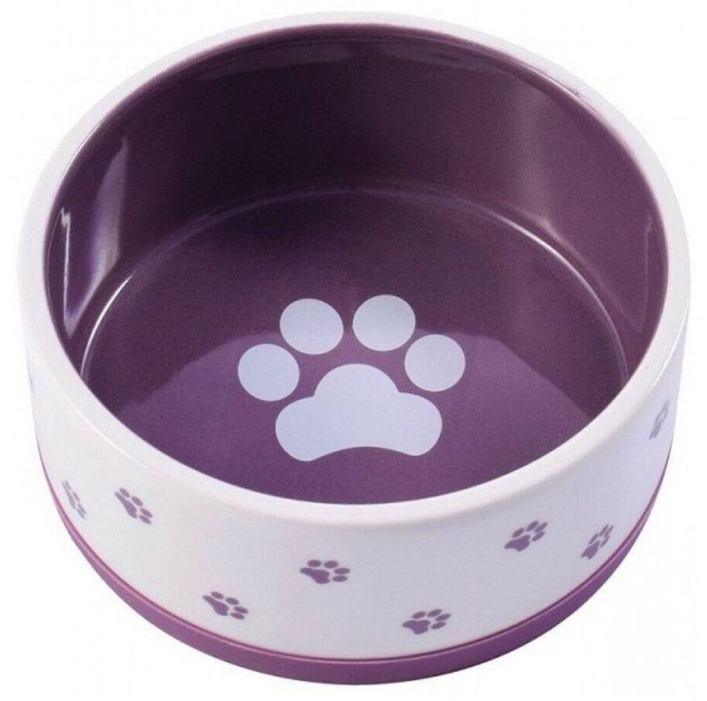 Миска Mr.Kranch керамическая нескользящая для собак 360 мл белая с фиолетовым