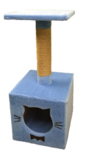 Когтеточка Дом+Столбик (КТ-Дом-Мех-Ушки)35*37*80 см