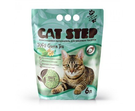 Наполнитель для кошачьих туалетов Cat Step Tofu Green Tea 6L, растительный комкующийся