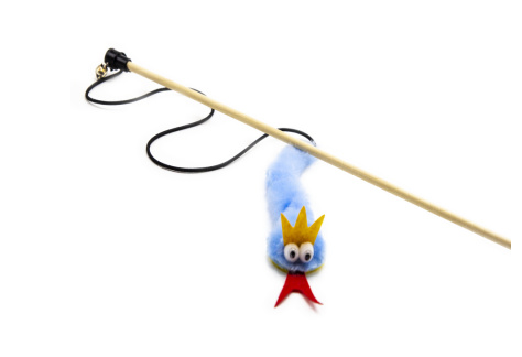 Удочка Дразнилка для кошек с мятой Змейка с короной Голубая 17см