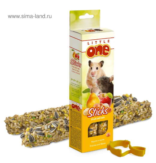 Little One: палочки 55гр*2шт д/хомяков, крыс, мышей и песчанок с фруктами и орехами