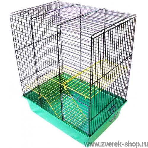 КЛЕТКА 3-х ЯРУСНАЯ ПРЯМОУГ, Д/ГРЫЗ + 3 ПОЛКИ МЕТАЛ + ЛЕСЕНКА + КОРМУШКА + ДОМ 12,5 (ТИП Б)