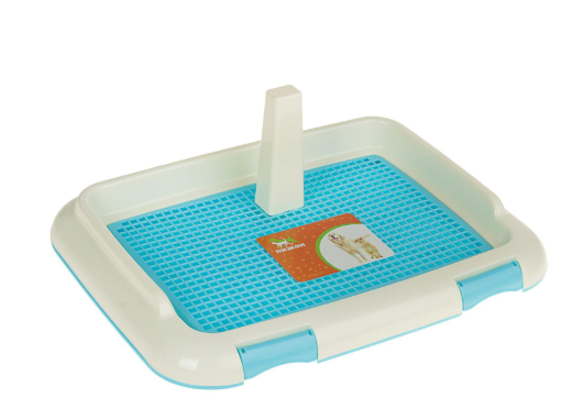 Туалет для собак 46,5/35/5см со стенкой,решеткой и столбиком Голубой