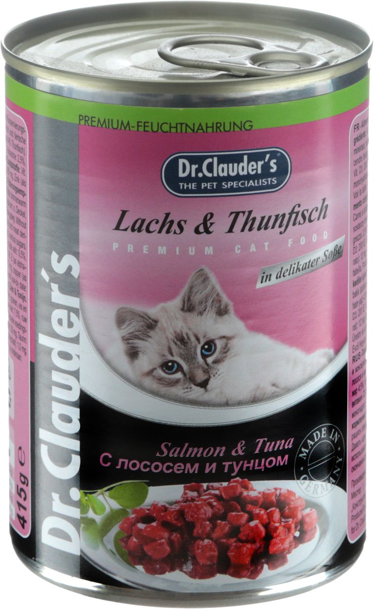 "ДОКТОР КЛАУДЕР" КОНС Д/КОШЕК 415г (ЛОСОСЬ ТУНЕЦ)